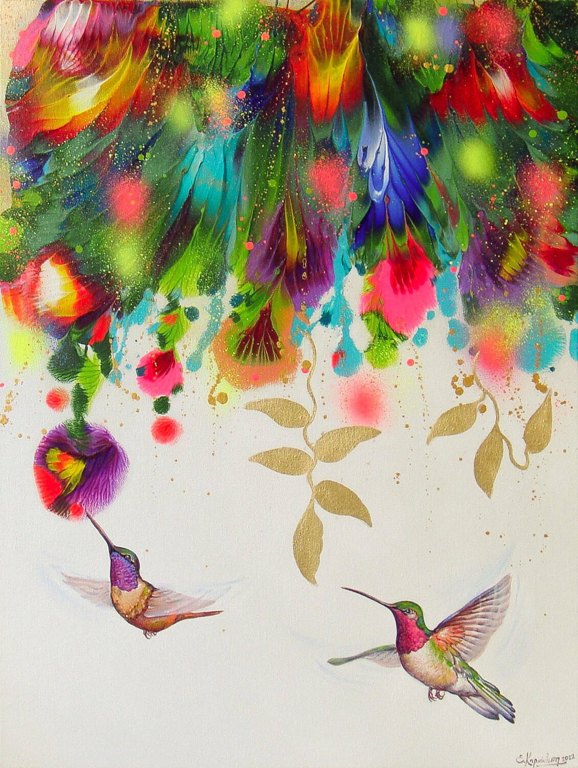 Flowers and Hummingbirds Irini Karpikioti