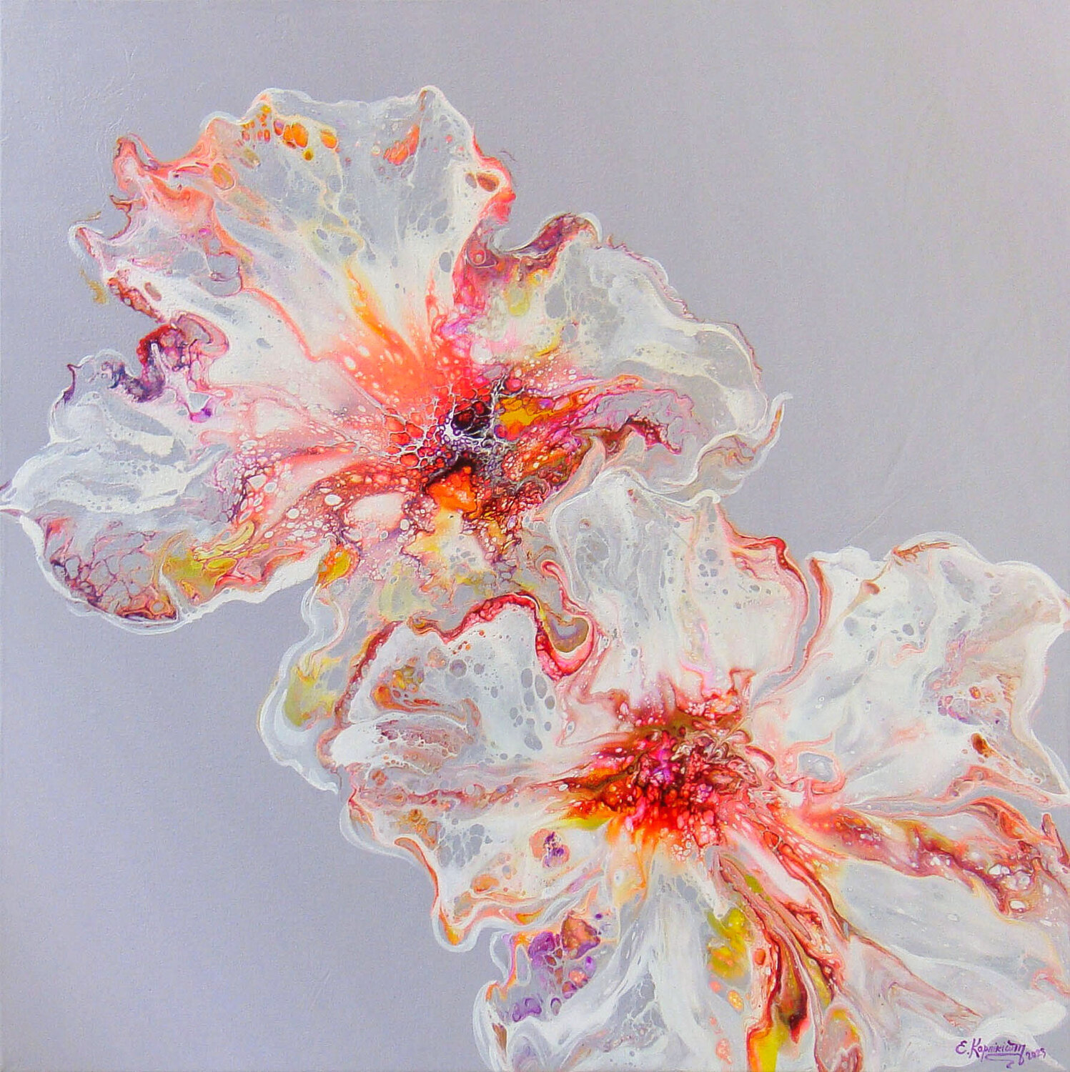 Whimsical Airy Flowers Irini Karpikioti Origineel schilderij te koop