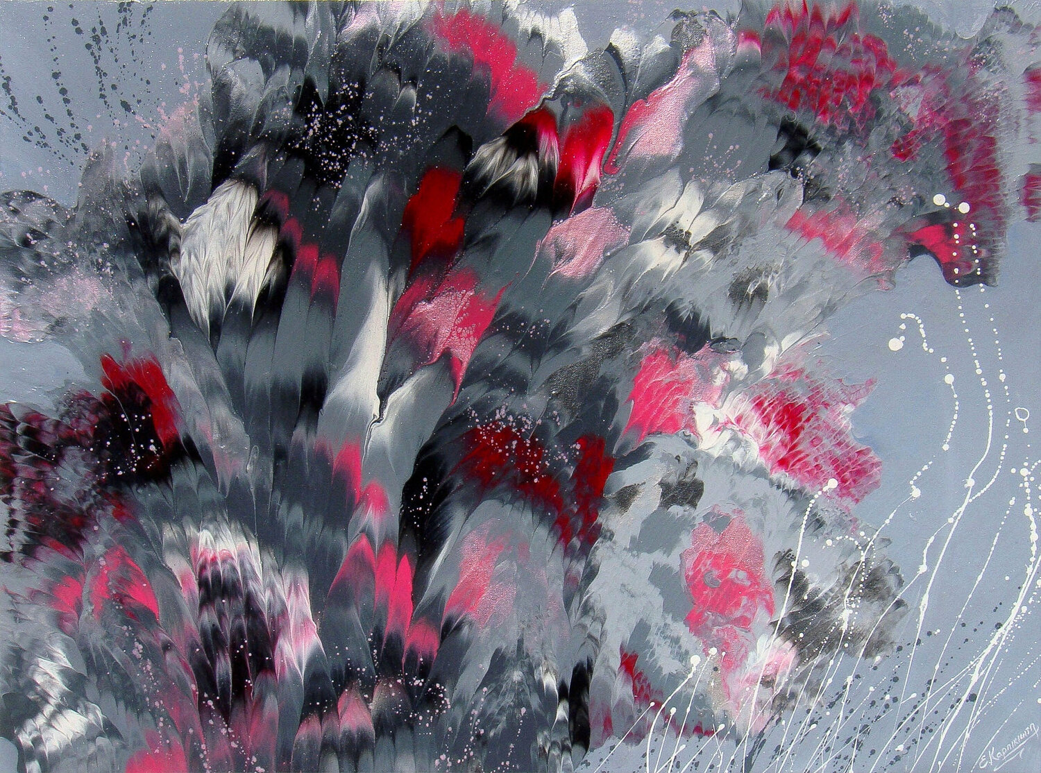 Pink and Silver Flowers Irini Karpikioti