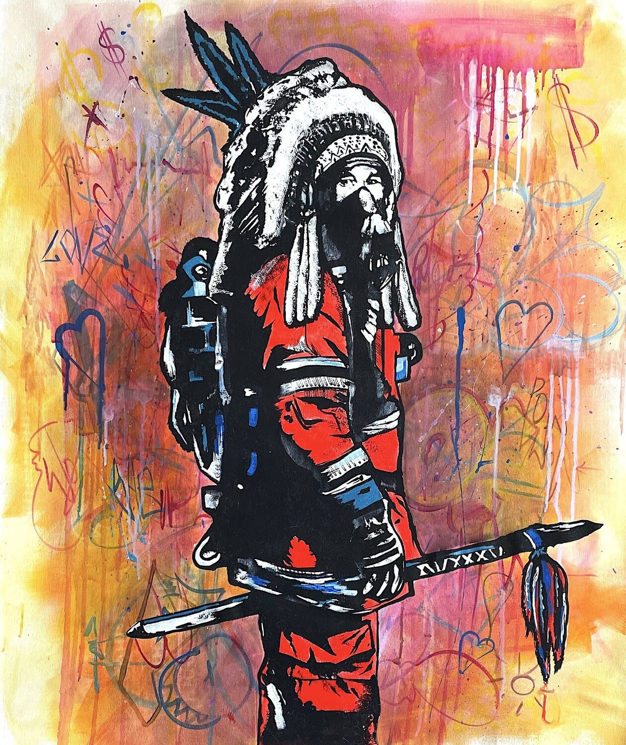 Chief in urban sunset Rinalds Vanadziņš Originalgemälde zu verkaufen