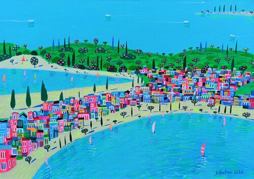 The Bay Of Gattara van Katrina Avotina, Schilderij te koop op Singulart