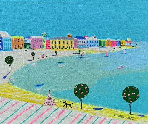 Living On The Coast van Katrina Avotina, Schilderij te koop op Singulart