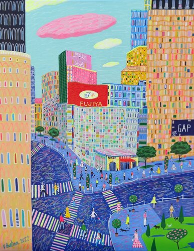 Charming Streets Of Tokyo van Katrina Avotina, Schilderij te koop op Singulart