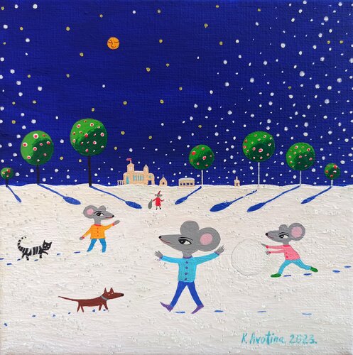Christmas Joy di Katrina Avotina, Pittura in vendita su Singulart