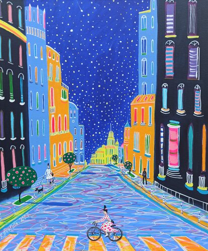 The Life On Midnight Lane van Katrina Avotina, Schilderij te koop op Singulart