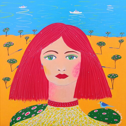 The Girl With An Ocean Eyes van Katrina Avotina, Schilderij te koop op Singulart