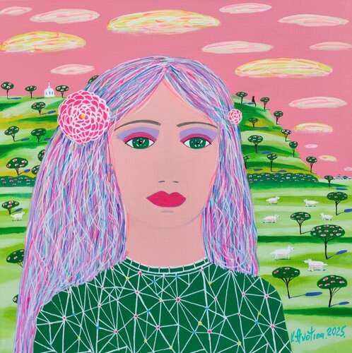 The Girl Who Lived In Pastel Sky van Katrina Avotina, Schilderij te koop op Singulart
