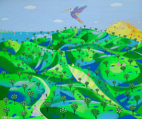 Golden Mountain Story di Katrina Avotina, Pittura in vendita su Singulart