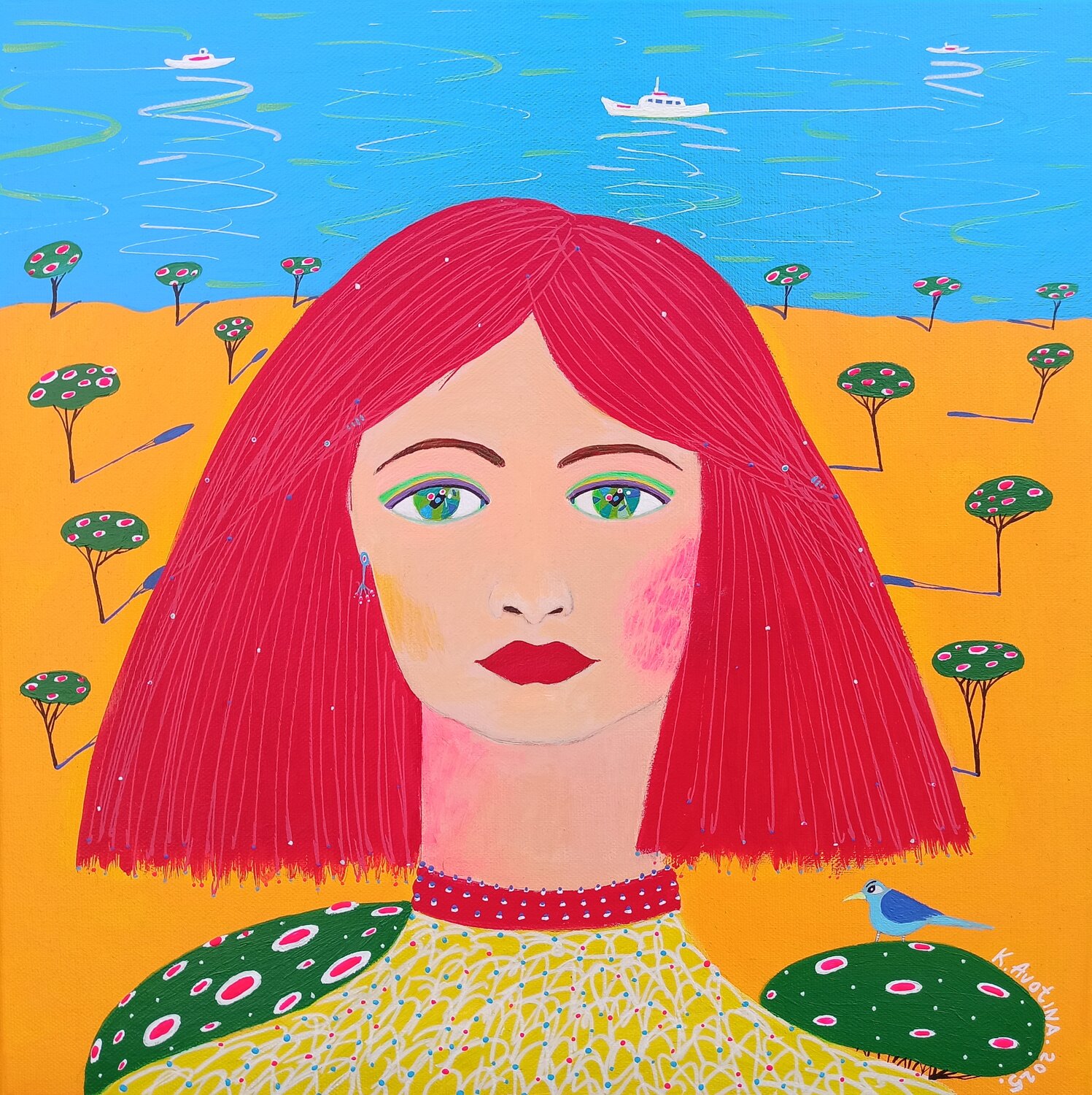 The Girl With An Ocean Eyes Katrina Avotina Originalgemälde zu verkaufen