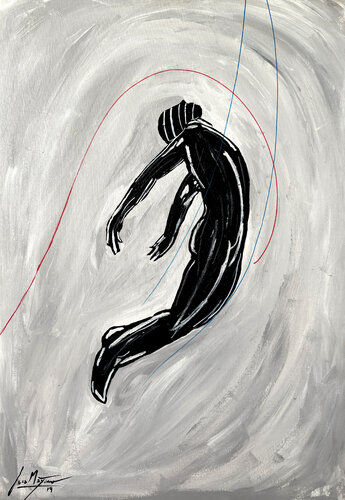 Free Gravity I – The Body Between Fall and Flight (Limited Edition 1/9 – Work painted by hand) von Juca Maximo, Malerei kaufen auf Singulart