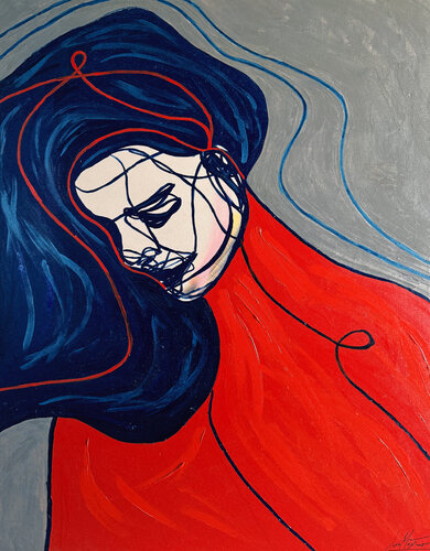 Portrait Colors XV – The Weight of Grace (Original Series – Hand Painted) by Juca Maximo, Painting for Sale on Singulart