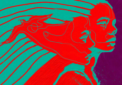 Duo I – The Face Within the Other (Limited Edition 1/9 – Work painted by hand) de Juca Maximo, Pintura a la venta en Singulart