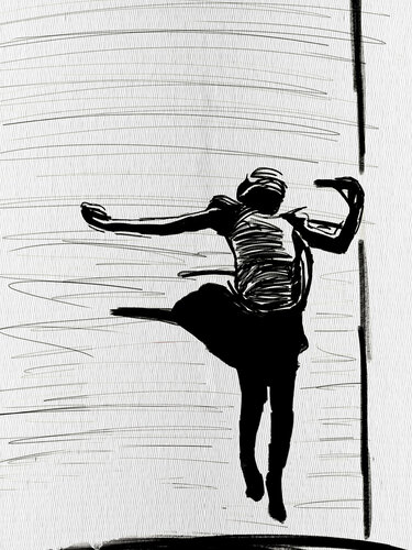 Dance II – The Leap of Silence (Limited Edition 1/9 – Work painted by hand) van Juca Maximo, Schilderij te koop op Singulart
