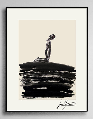 Sketch n23 – Where She Learned to Kneel (Original Drawing – Hand Painted 1/1) par Juca Maximo, Dessin en vente sur Singulart