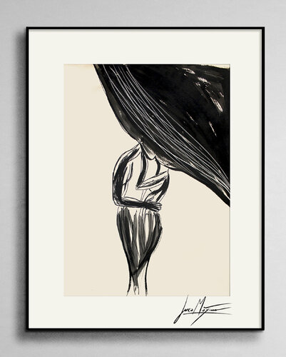 Sketch n20 – What She Couldn’t Say (Original Drawing – Hand Painted 1/1) par Juca Maximo, Dessin en vente sur Singulart