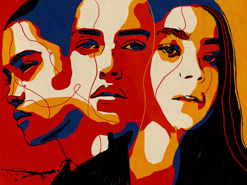 Write Your Story IV – Three Faces, One Voice (Limited Edition 2/9 - Work painted by hand) de Juca Maximo, Pintura a la venta en Singulart