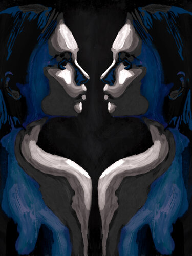 Blue I – Between the Mirrors of the Self (Original Series – Hand Painted) di Juca Maximo, Pittura in vendita su Singulart