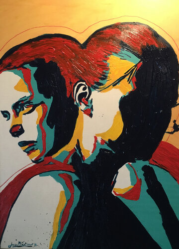 Indiferença I – Faces That Refuse to Meet (Limited Edition 1/9 – Work painted by hand) par Juca Maximo, Peinture en vente sur Singulart