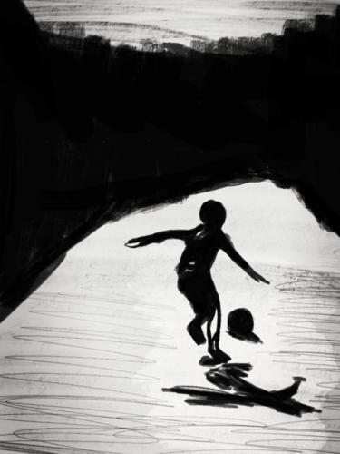 Dance III – The Child and the Shadow (Limited Edition 1/9 – Work painted by hand) di Juca Maximo, Pittura in vendita su Singulart