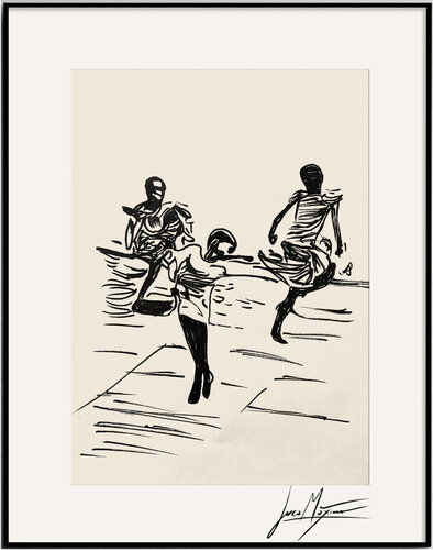 Sketch n10 – The Dance That Remembers Childhood (Original Drawing – Hand Painted 1/1) van Juca Maximo, Tekening te koop op Singulart