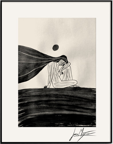 Sketch n36 – When the Wind Remembers Her Name (Original Drawing – Hand Painted 1/1) par Juca Maximo, Dessin en vente sur Singulart