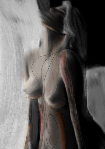 Sensuality II – The Stillness That Burns Softly (Original Series – Hand-painted by the artist) Preview only – hand-painted upon request de Juca Maximo, Otros medios a la venta en Singulart