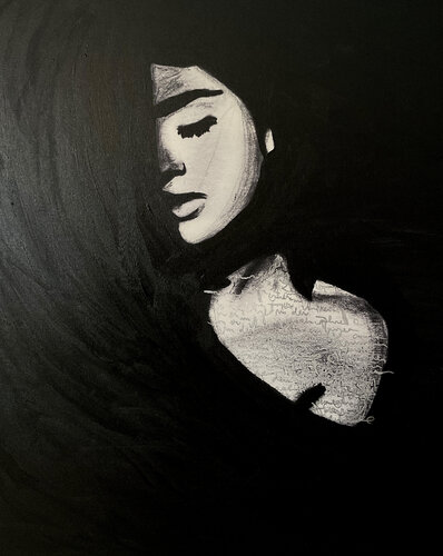 Ink Your Skin III – The Silence Between Words (Original Series – Hand Painted) van Juca Maximo, Schilderij te koop op Singulart