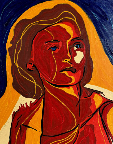 Doralice – The Fire Beneath the Skin (Original Series – Hand Painted) par Juca Maximo, Peinture en vente sur Singulart