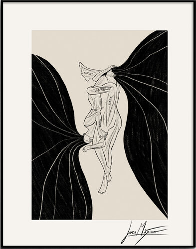 Sketch Angelus II – The Embrace of Wings (Original Drawing – Hand Painted 1/1) par Juca Maximo, Dessin en vente sur Singulart