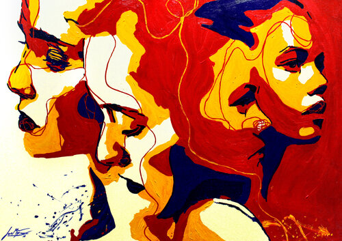 Write Your Story I – Becoming Unveiled in Red Layers (Original Series – Hand Painted) de Juca Maximo, Pintura a la venta en Singulart