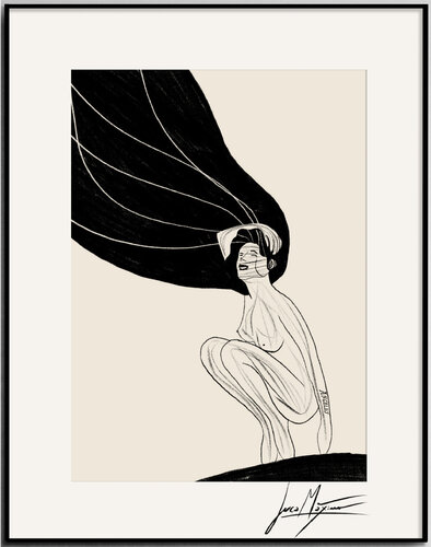 Sketch n54 – She Who Carries Silence (Original Series – Hand Painted 1/1) by Juca Maximo, Drawing for Sale on Singulart