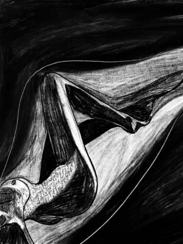 Ink Your Skin XI — When the Curtain Fell Inside Her (Limited Edition 1/9, Hand-Finished) van Juca Maximo, Schilderij te koop op Singulart