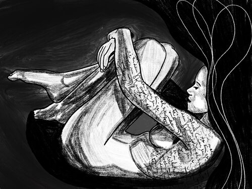 Ink Your Skin XV – The Shape of What She Feels (Original Series – Hand Painted) di Juca Maximo, Pittura in vendita su Singulart