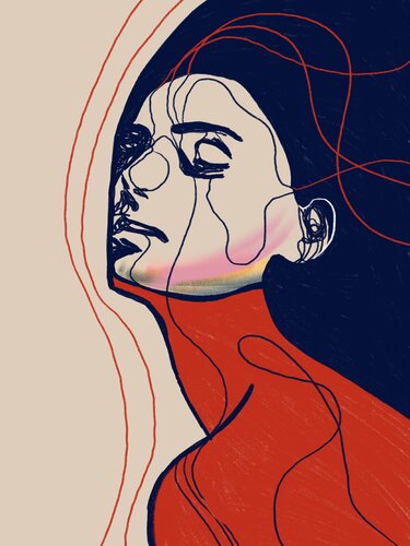 Portrait Colors XXI – The Moment She Let Go (Limited Edition 1/9 – Work painted by hand) di Juca Maximo, Pittura in vendita su Singulart