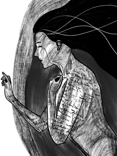 Ink Your Skin XXI — The Words She Carried (Limited Edition 1/9, Only 9 Worldwide) par Juca Maximo, Peinture en vente sur Singulart