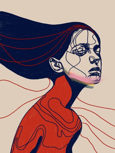 Portrait Colors XXIII – Where Her Voice Begins (Limited Edition 2/9 – Work painted by hand) di Juca Maximo, Pittura in vendita su Singulart