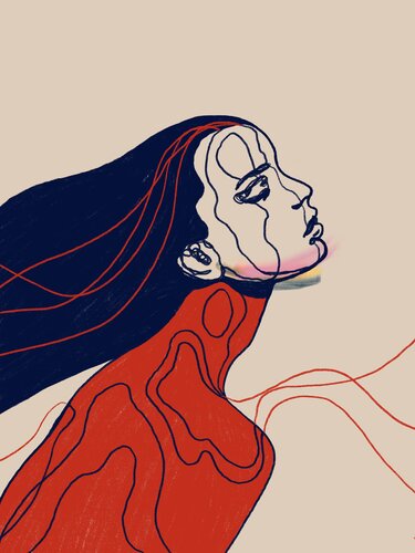 Portrait Colors XXIV – She Breathes Through the Storm (Limited Edition 1/9 – Work painted by hand) di Juca Maximo, Pittura in vendita su Singulart