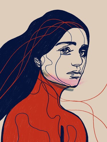 Portrait Colors XXII – What Her Eyes Couldn't Say (Limited Edition 1/9 – Work painted by hand) di Juca Maximo, Pittura in vendita su Singulart