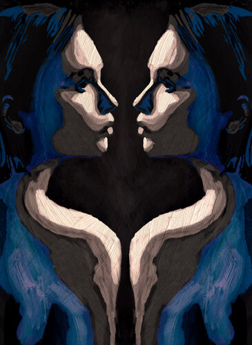 Blue I – The Mirror Between Us (Limited Edition 1/9 – Work painted by hand) di Juca Maximo, Pittura in vendita su Singulart