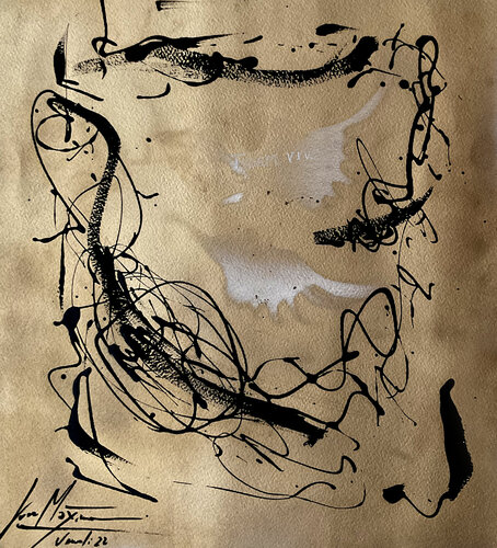 Abstract Liber Veroli – The Script of Silence (Original Drawing – Hand Painted 1/1) van Juca Maximo, Schilderij te koop op Singulart