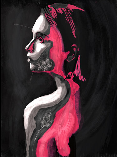 Rosa I – Where the Thorns Turn Soft (Limited Edition 1/9 – Work painted by hand) par Juca Maximo, Peinture en vente sur Singulart