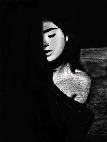 Ink Your Skin III – Her Silence Had Edges (Limited Edition – Hand-Finished 2/9) par Juca Maximo, Peinture en vente sur Singulart