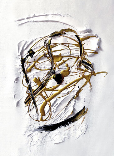 Unconscious III – Golden and Black Emotional Web on White (Original Series – 1/1) di Juca Maximo, Pittura in vendita su Singulart