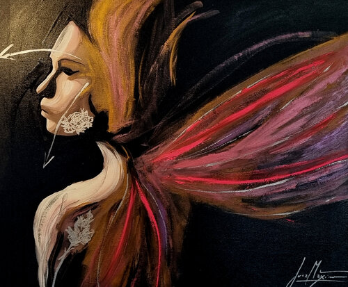 Liber II – The Wings of Silence (Limited Edition 1/9 – Work painted by hand) van Juca Maximo, Schilderij te koop op Singulart