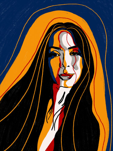 Gabi I – The Gaze Between Shadows (Limited Edition 1/9 – Work painted by hand) by Juca Maximo, 油畫 for Sale on Singulart