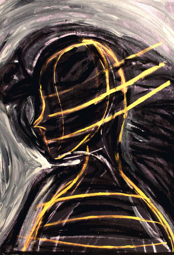 Absence XI – Golden Lines of Silence (Original Series – Hand Painted) de Juca Maximo, Otros medios a la venta en Singulart