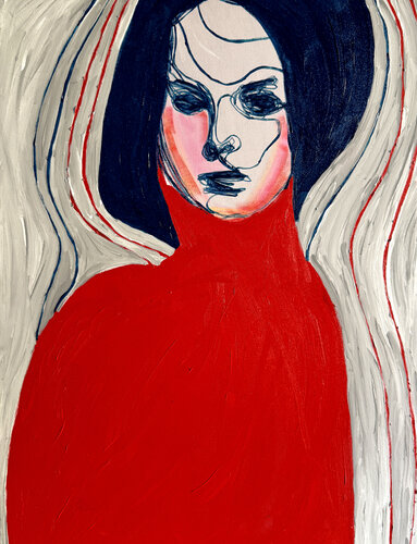 Portrait Colors I – Crimson Layers of Identity (Original Series – Hand Painted) de Juca Maximo, Otros medios a la venta en Singulart