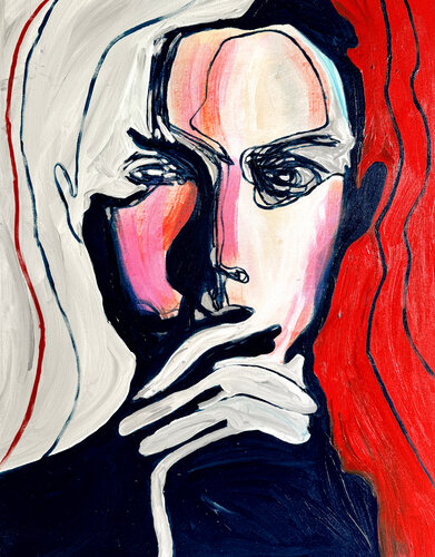 Portrait Colors III – The Pause That Burns (Original Series – Hand Painted) de Juca Maximo, Pintura a la venta en Singulart