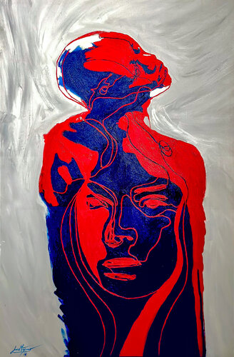 Skin That I Feel I – Dual Exposure (Original Series – Hand Painted) van Juca Maximo, Schilderij te koop op Singulart