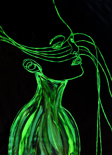 Gravity XVI – The Green of Surrender (Original Series – Hand Painted) par Juca Maximo, Peinture en vente sur Singulart